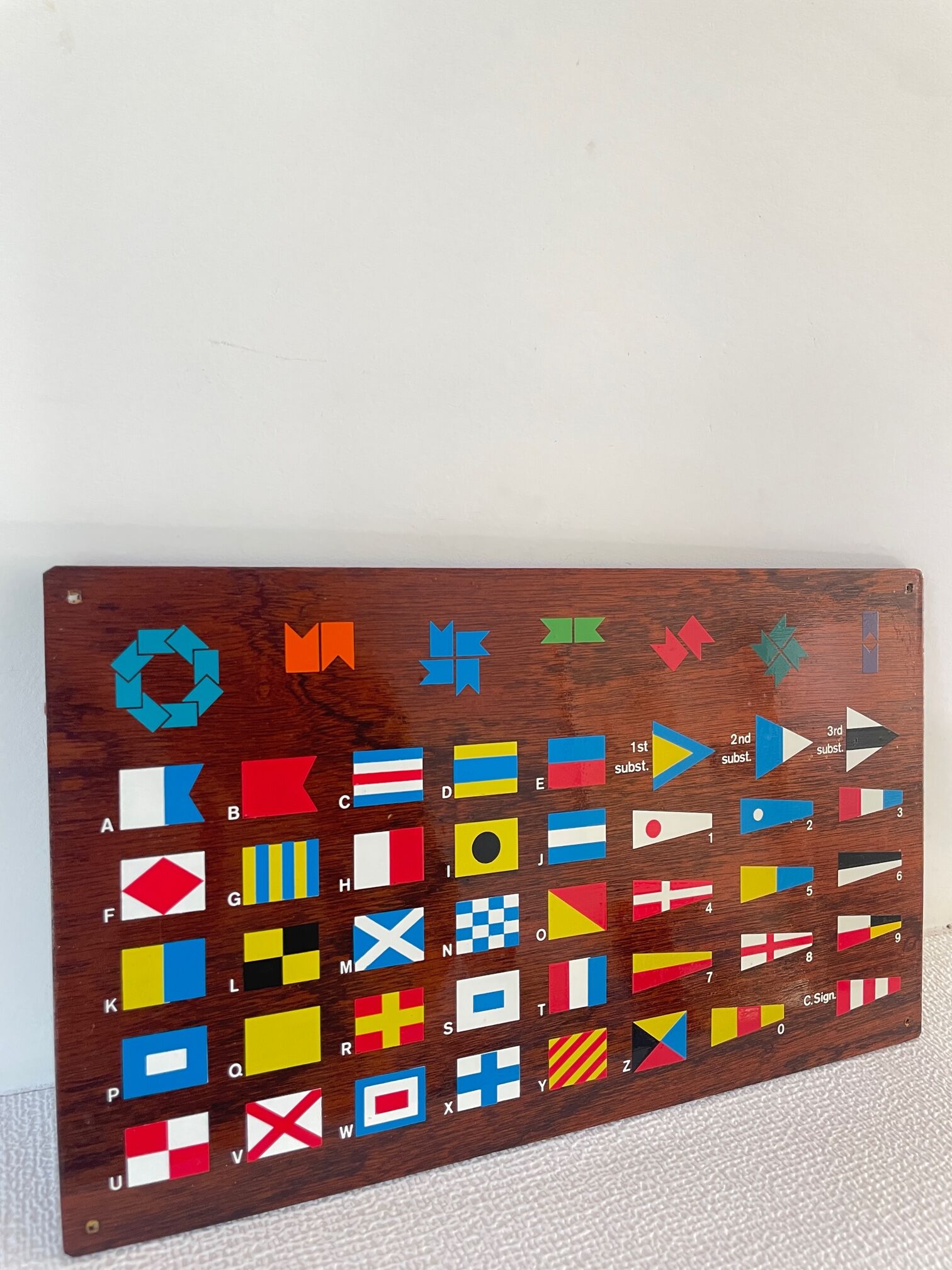 Wooden plaque international flag code