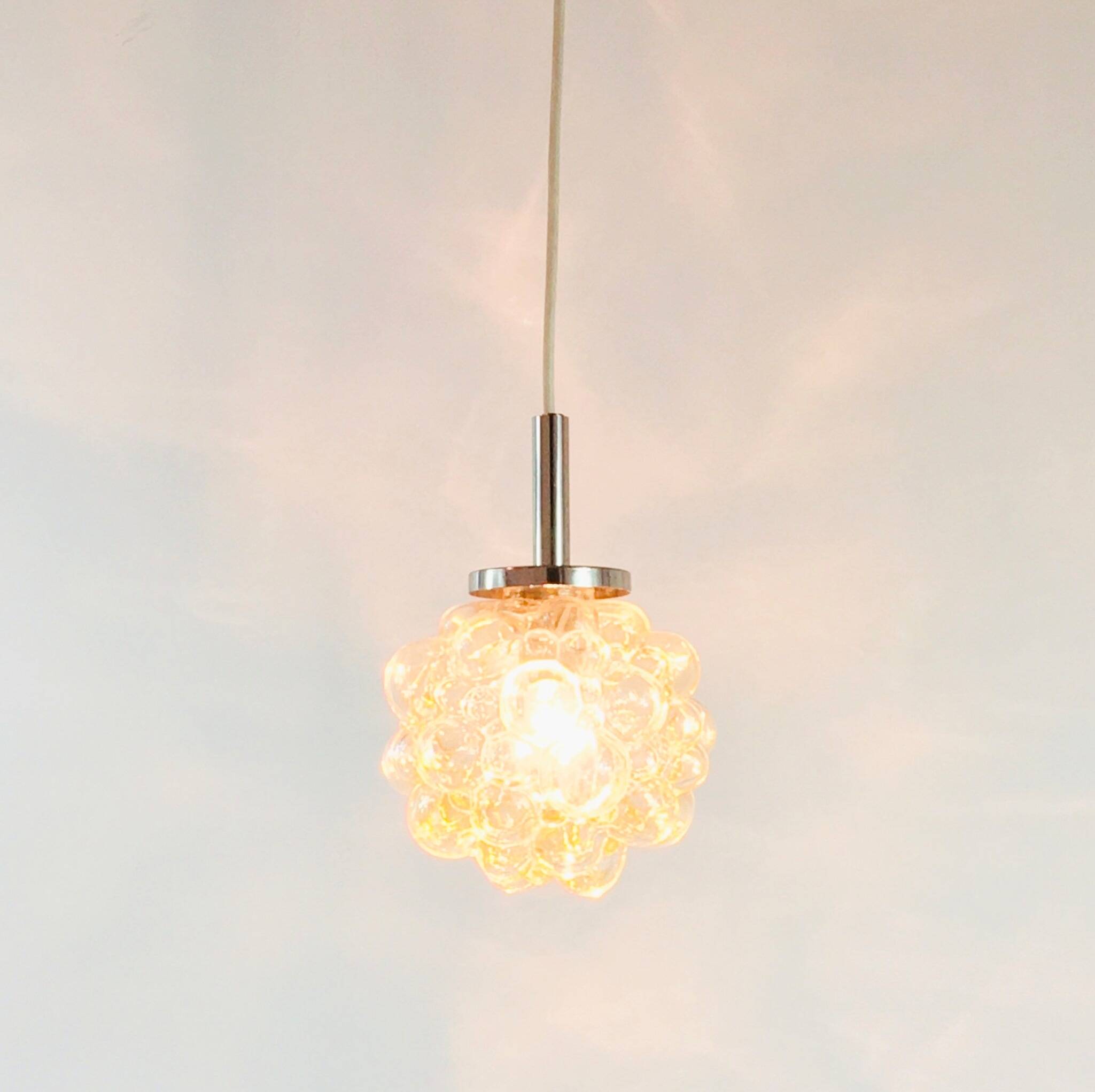 Mid-Century Amber Bubble Glass Ceiling Light/Pendant by Helena Tynell for Limburg, Germany, 1960s
