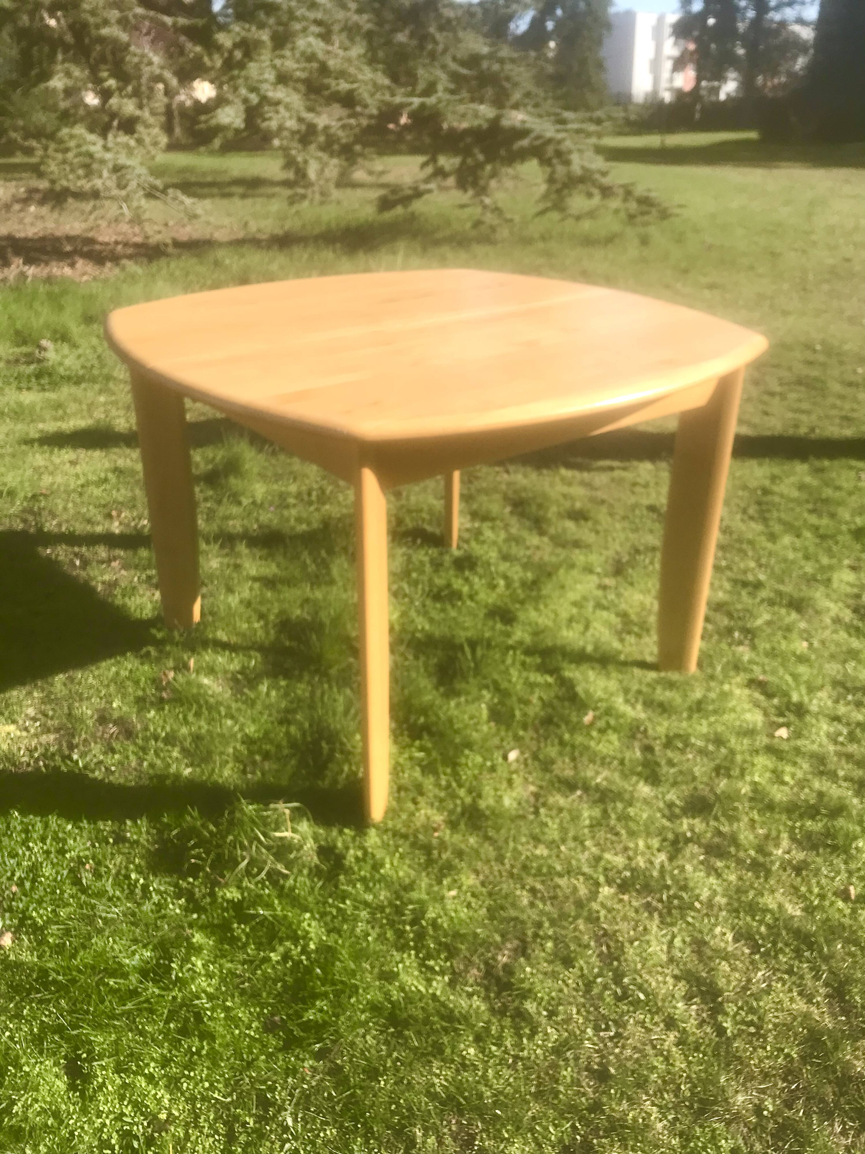 Vintage beech extendable dining table 1980