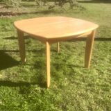Vintage beech extendable dining table 1980