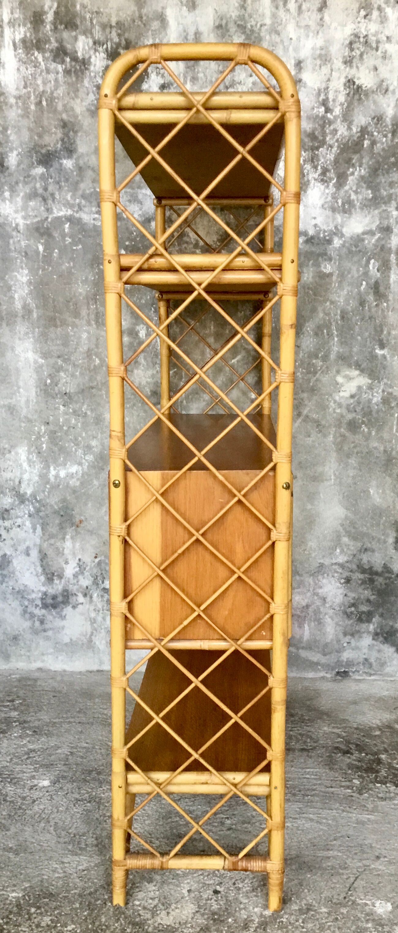 Rattan bookcase, vintage 1960