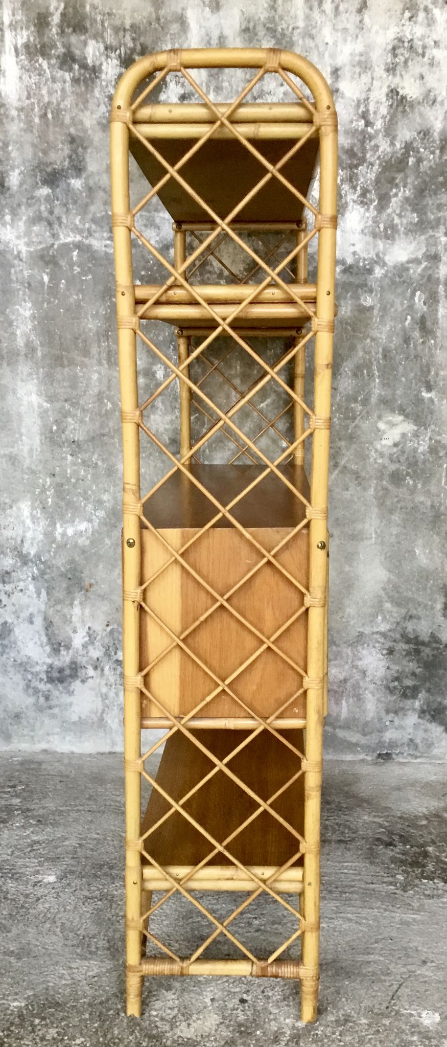 Rattan bookcase, vintage 1960