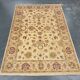 Cream Wool Area Rug, Handwoven Floral Carpet, Traditional Decor 190x128cm