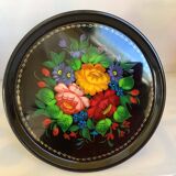 Russian Beriozka painted metal flower tray