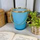 Vintage ice bucket in blue opaline and gold metal