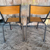 Pair of Vintage Style MULLCA Model 510 Grey Metal + Wood Chairs