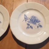 Set 4 flat plates Digoin blue flower