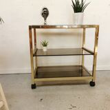 Serving table in brass and glass