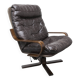 Scandinavian armchair 1970 curved laminated wood leather seat
