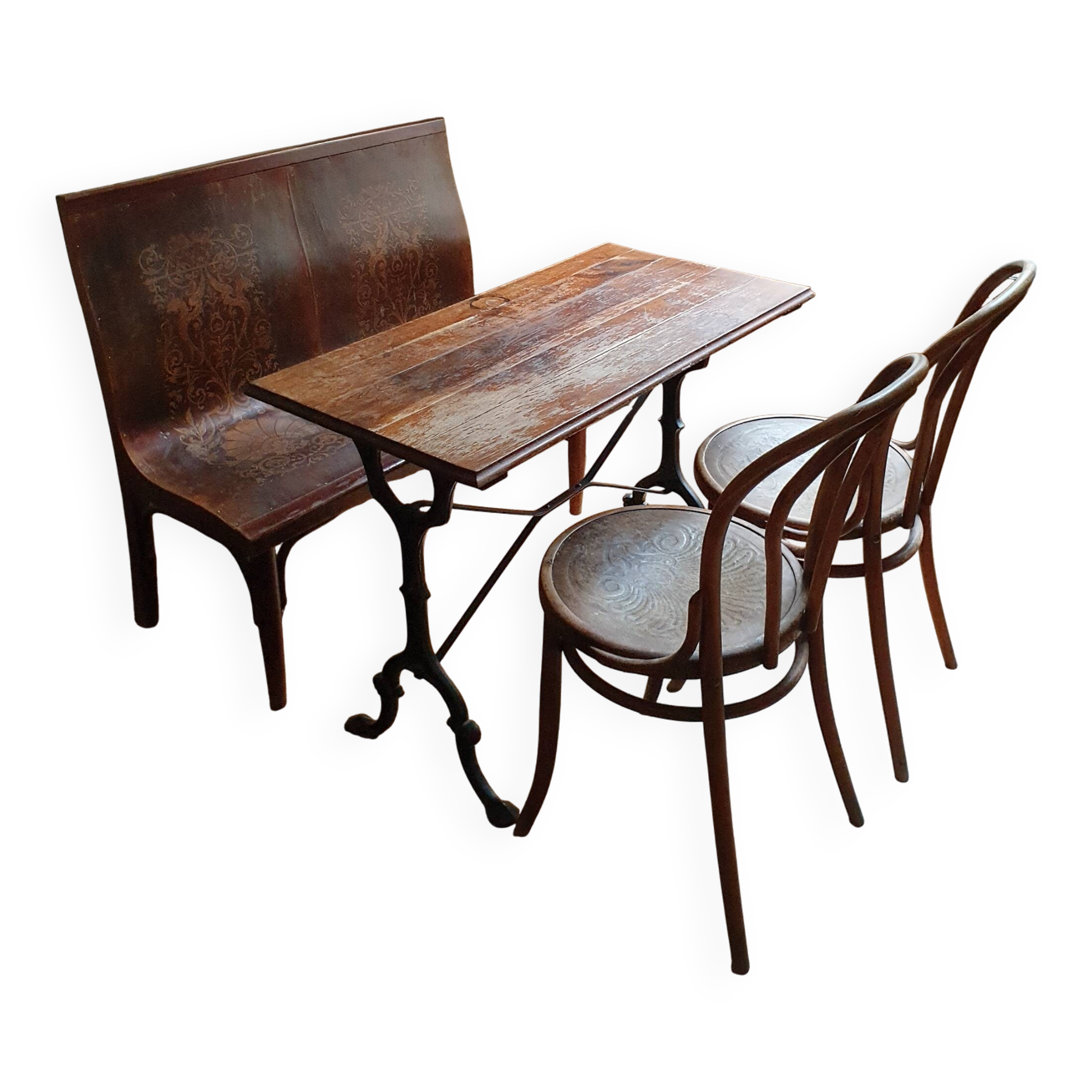 RARE - Antique bistro furniture set from the Belle Époque