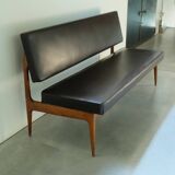 Sofa by Anonima Castelli in teak and skai, 1950s