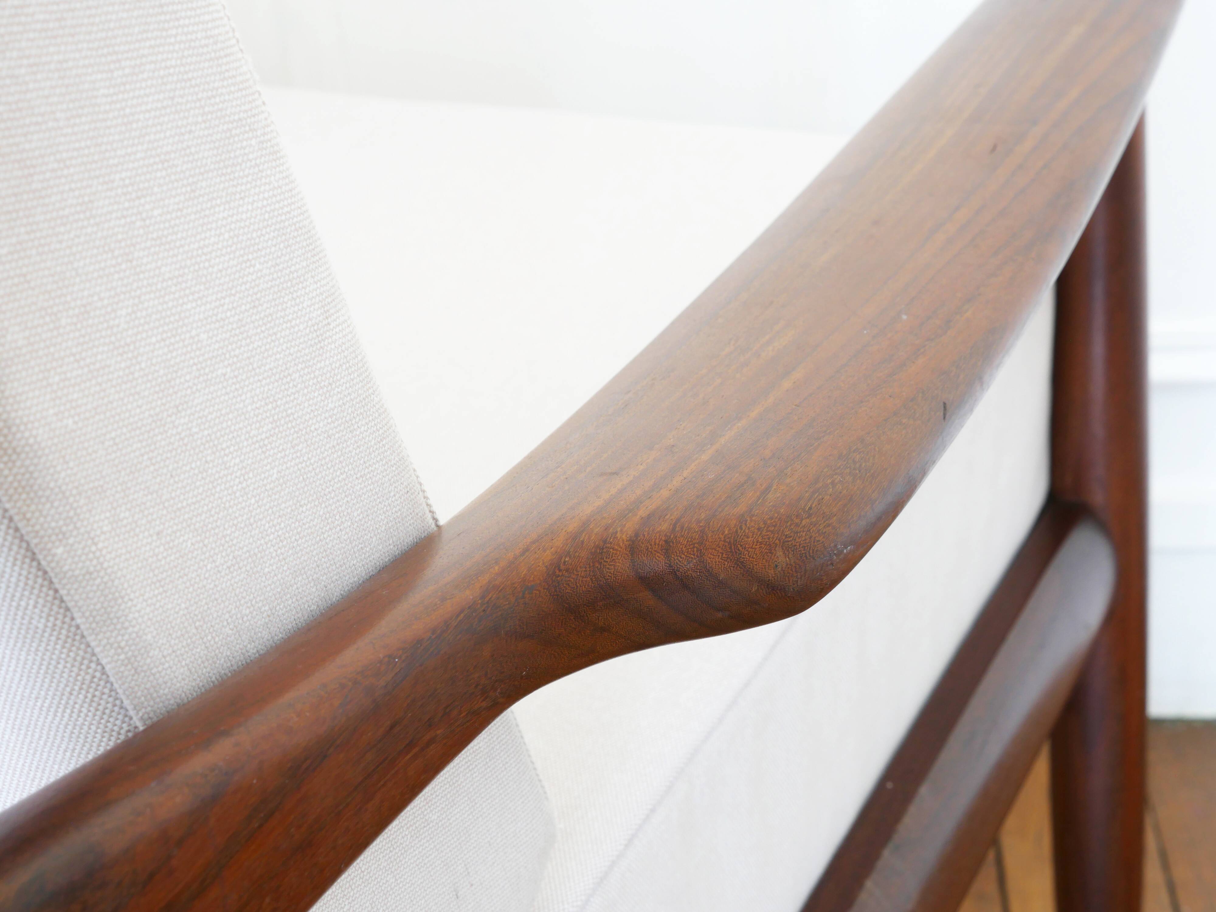 Scandinavian armchair in teak - Fabric, foams & straps: new