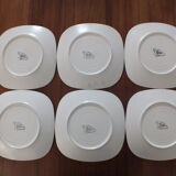 Set 6 flat plates vintage earthenware from Longchamp geometric decoration