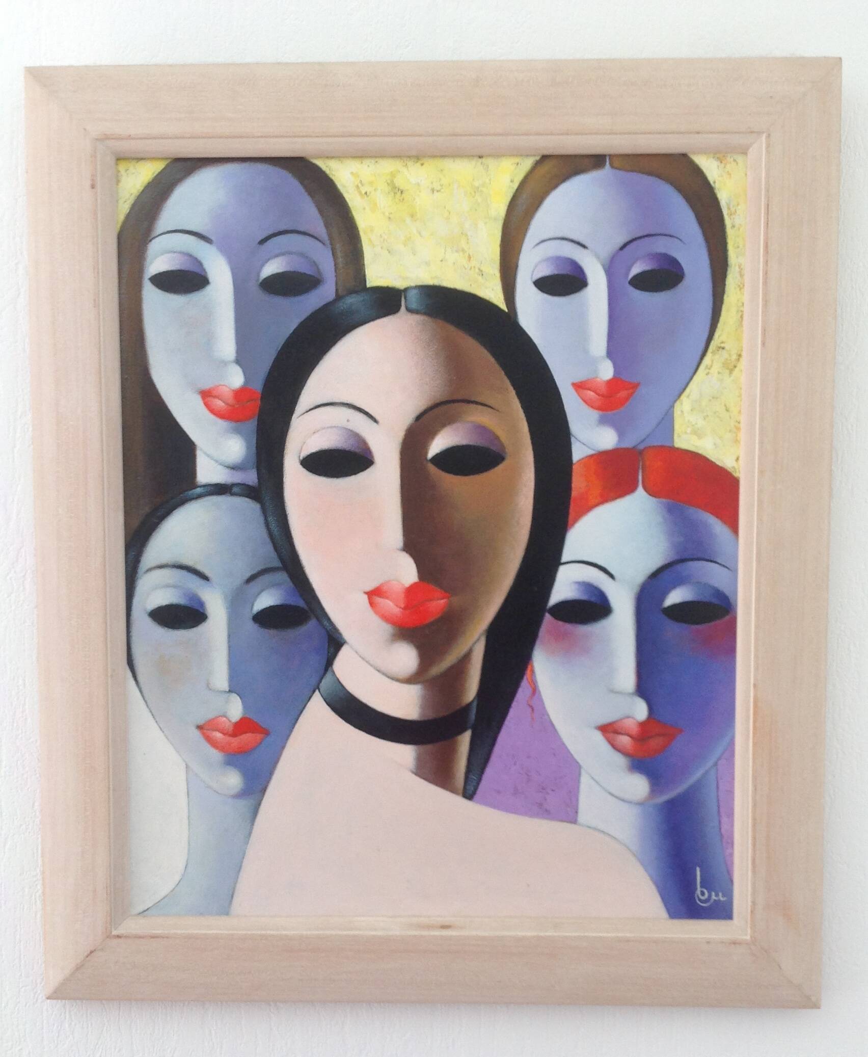 Picture Women "the yellow living room" (le salon jaune) oil Ilio Burruni 199