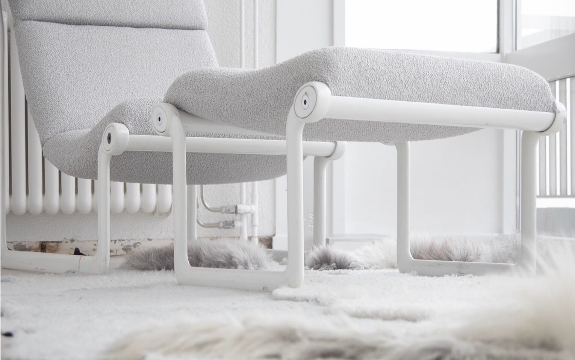 Fauteuil Sling Knoll International et repose-pieds par Hannah & Morrison 1971
