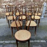 Set of 10 Thonet Fischel restaurant bistro chairs mismatch b