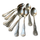 10 Vintage Rocaille Style Metal Soup Spoons