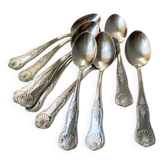 10 Vintage Rocaille Style Metal Soup Spoons