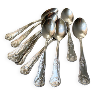 10 vintage metal soup spoons Rocaille style
