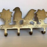 Brass bird and flower coat rack