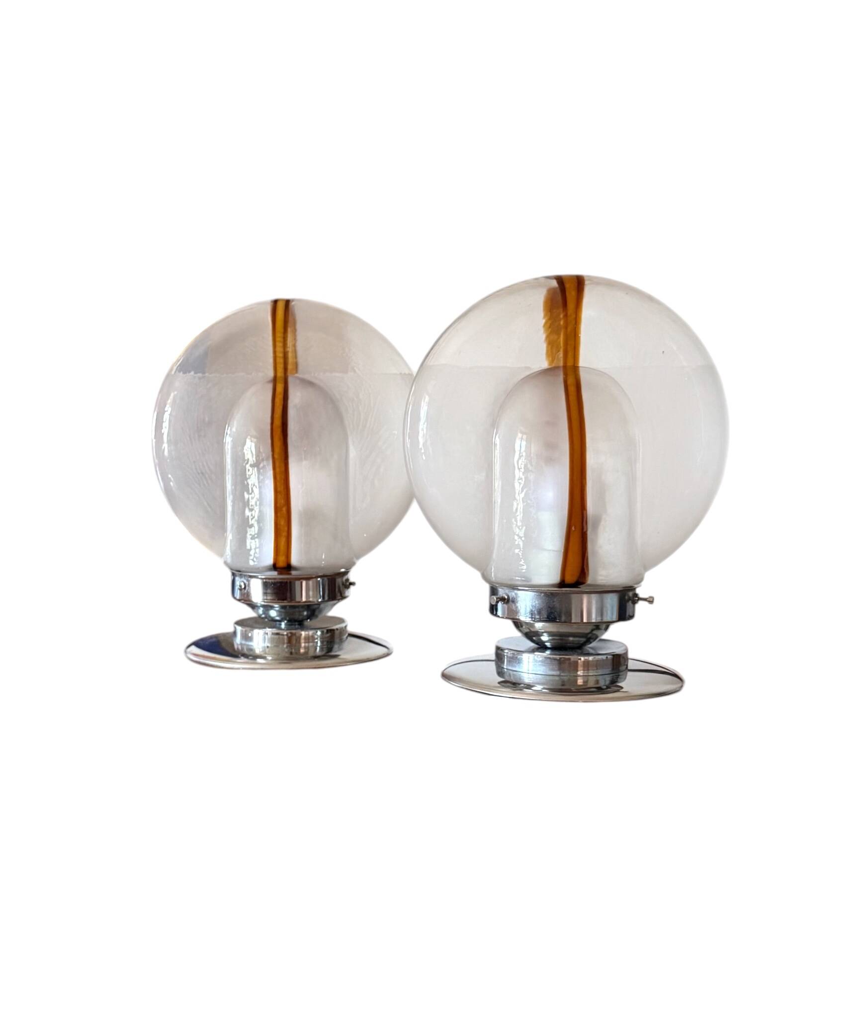 Toni Zuccheri, Set of 2 of Murano glass lamps, Mazzega, Murano Italy 1970