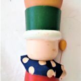Coquetier ancien en bois peint main vintage
