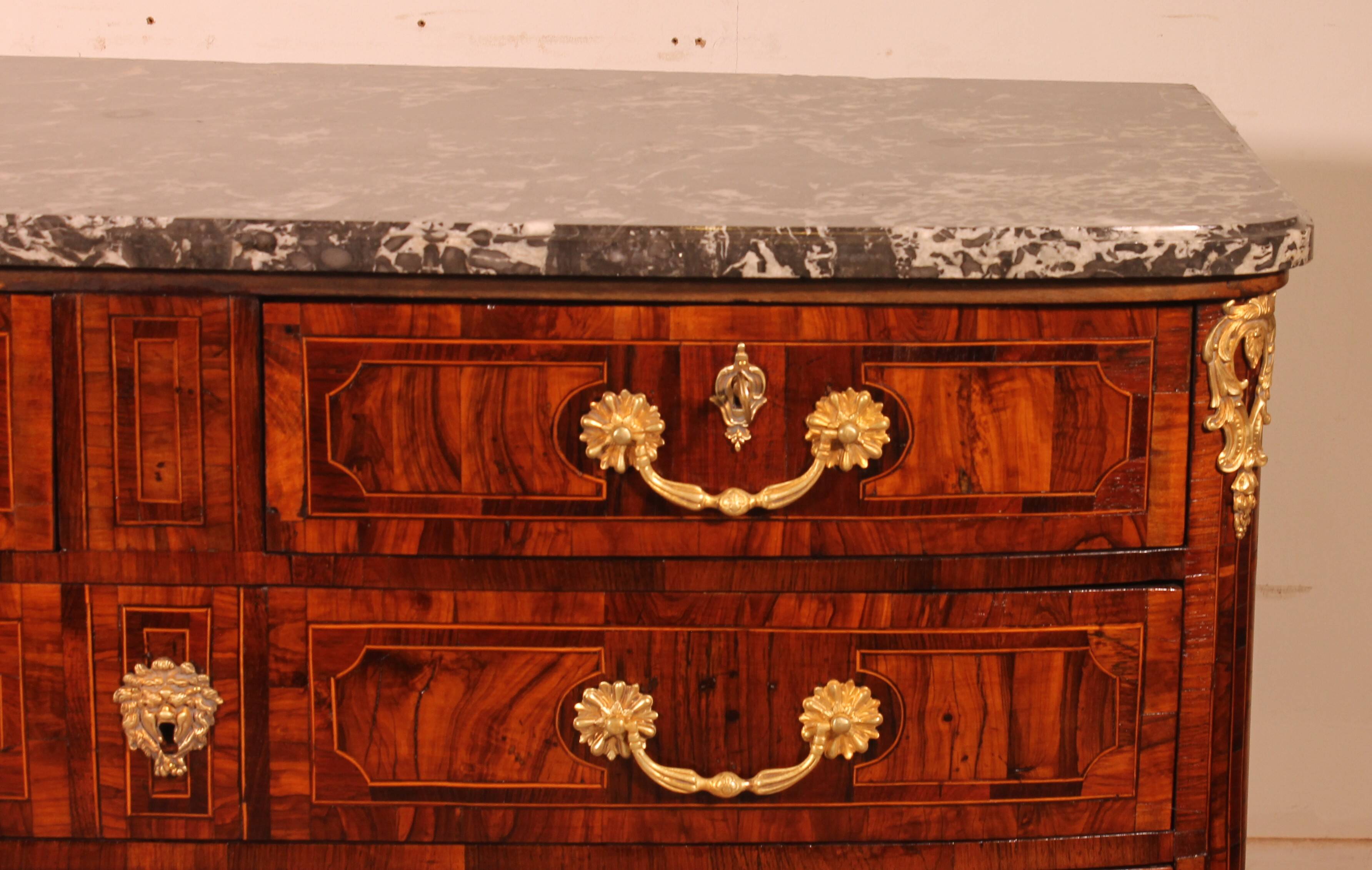 Dauphiné commode from the Louis XIV period in olive wood marquetry.
