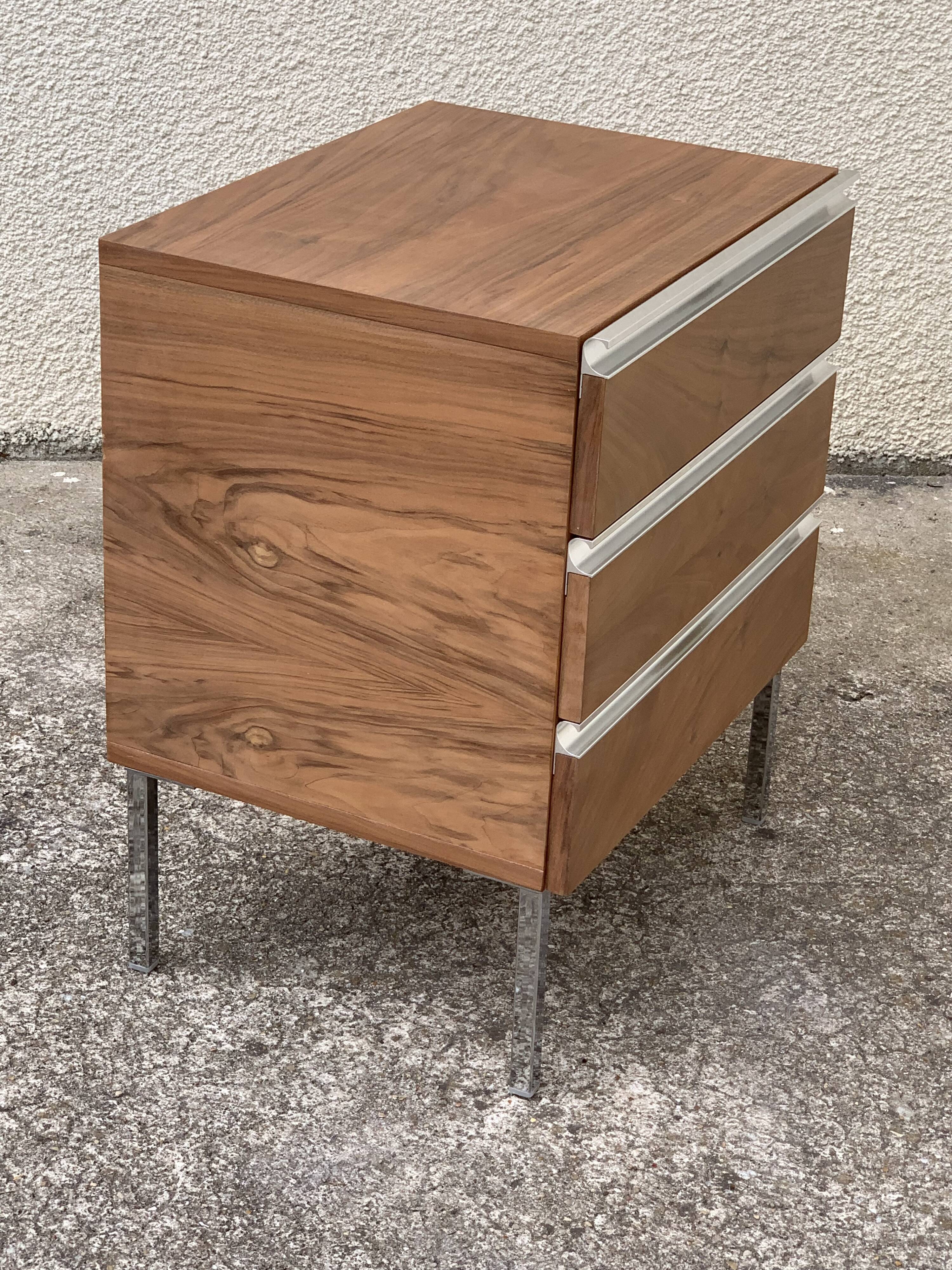 Vintage rosewood chest of drawers aluminum and chrome 1960