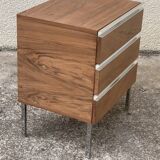 Vintage rosewood chest of drawers aluminum and chrome 1960