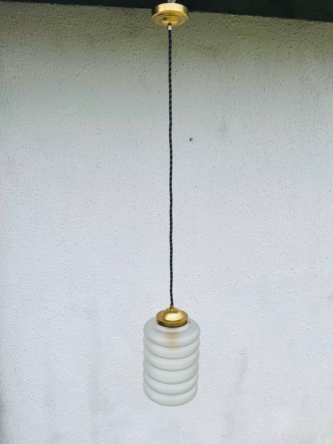 Art deco sandblasted glass pendant light