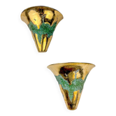 Pair of Italo Valenti brutalist wall sconces in bronze, Spain, 1970s