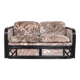 Sofa vintage en bambou 2 places avec tissu en velours floral, années 1970.