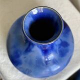 Grand vase Grés flammé bleu vintage 1930