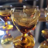 5 amber stemmed glasses – 1960s
