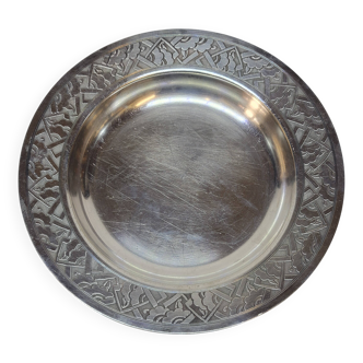 Empty Pocket Bowl Old Art Deco Bouille Plate In Silver Metal