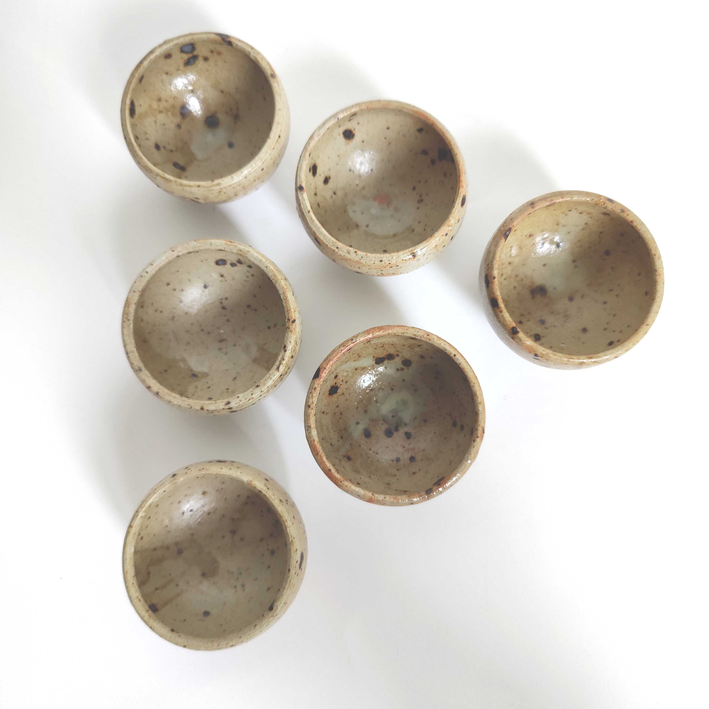 Set of 6 vintage stoneware egg cups