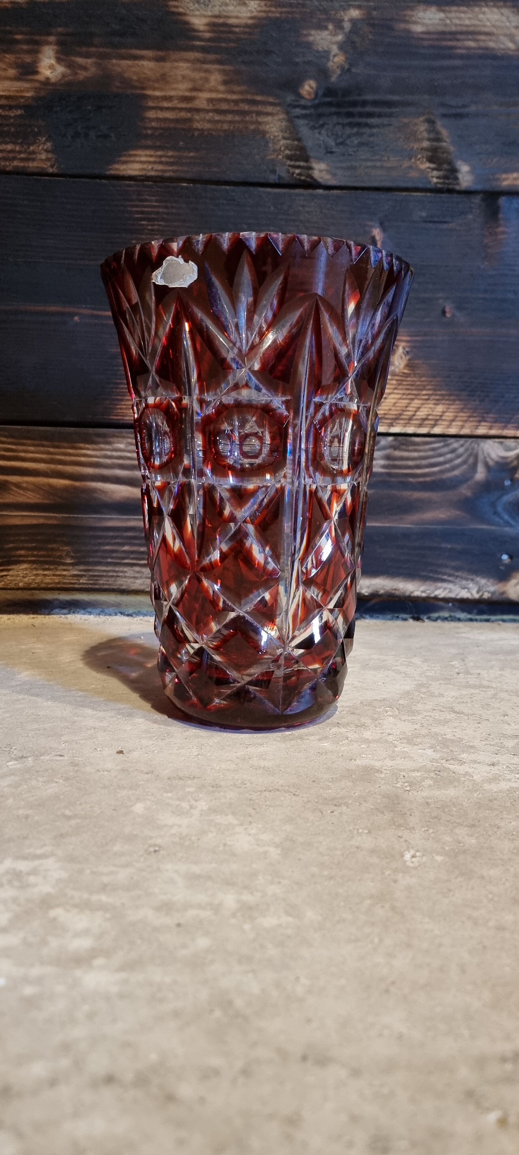 Red crystal vase