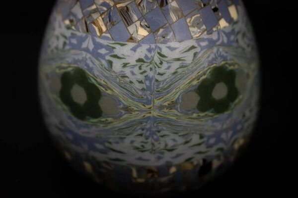 Vase Gerbino en terre mêlée à nuances bleues - Vallauris Mid-Century