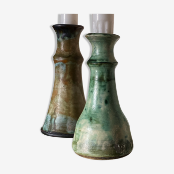 Two ceramic candle holders