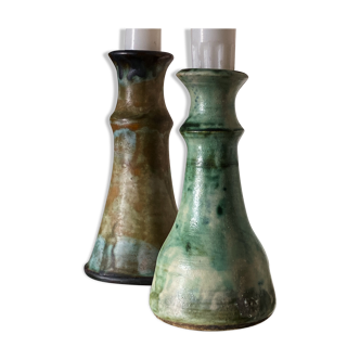 Two ceramic candle holders