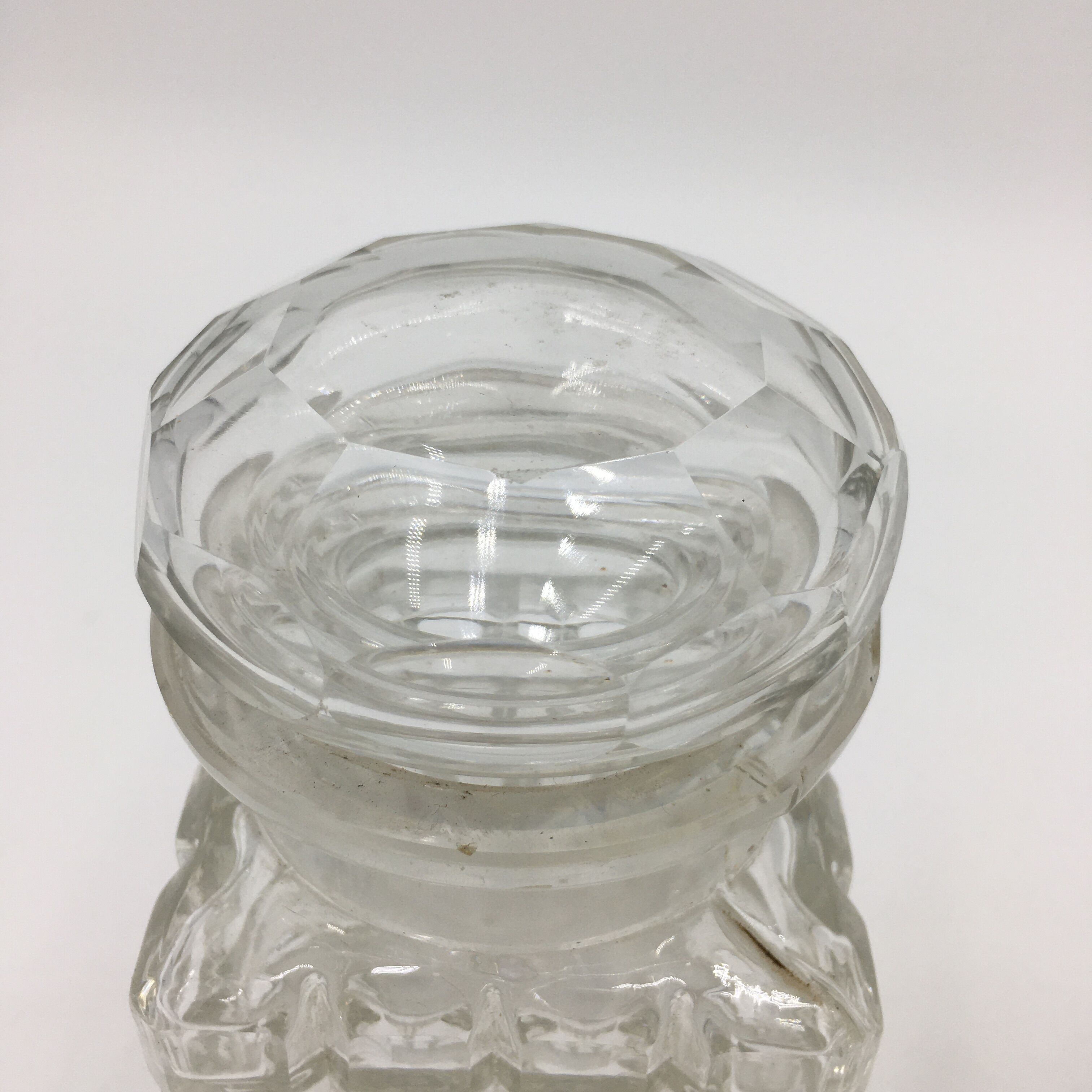 Duo of chiseled glass jars