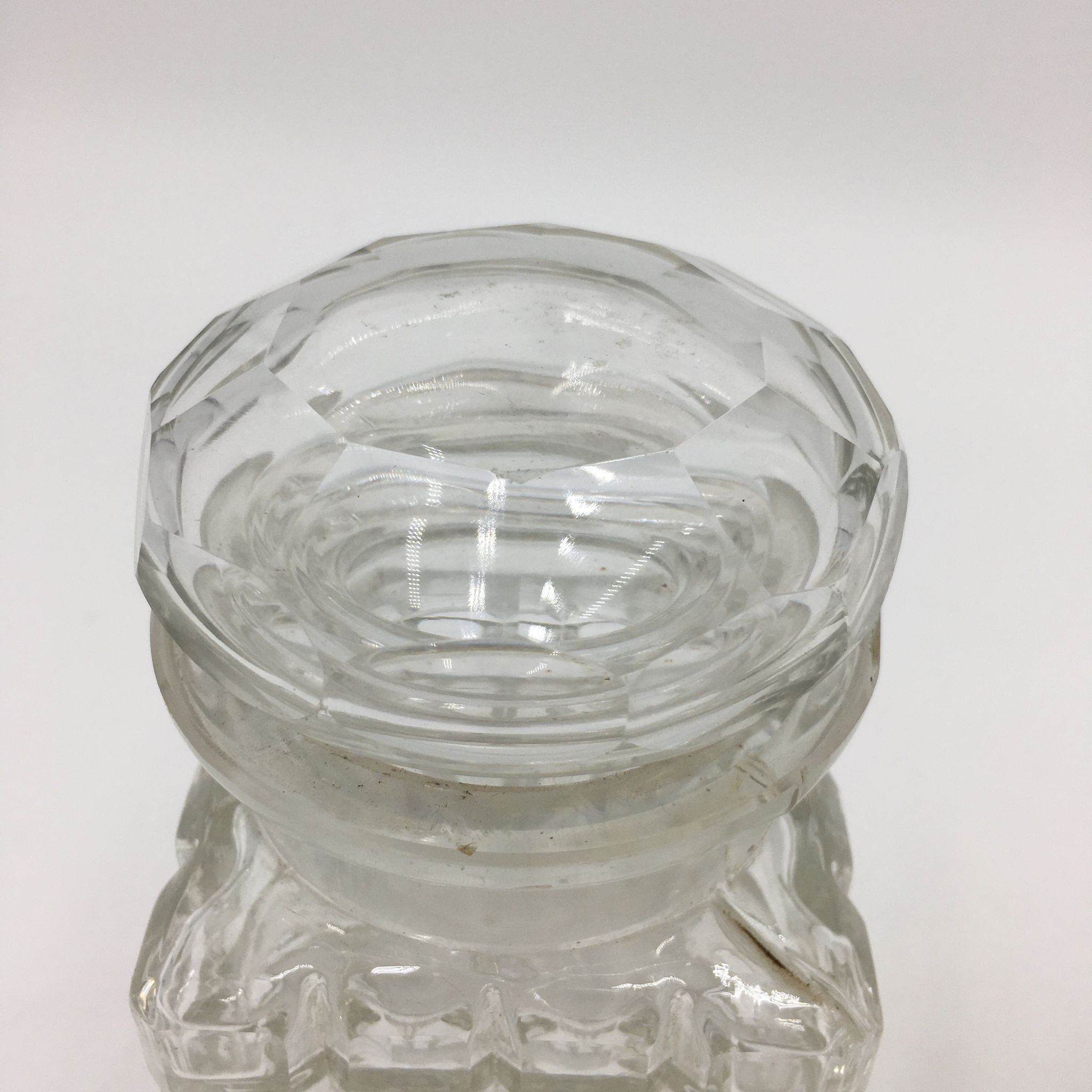 Duo of chiseled glass jars