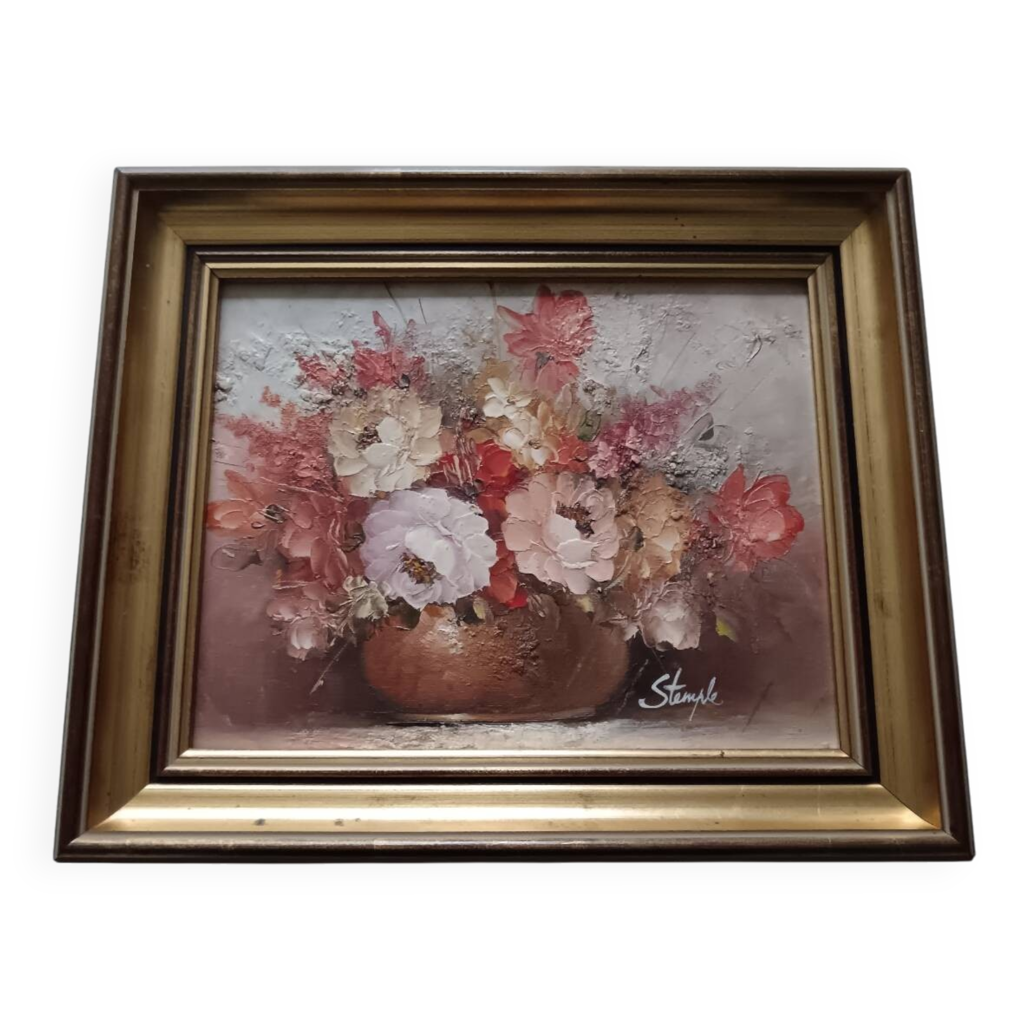 Oil of a bouquet and its lovely frame
