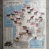 Vintage school map MDI France Rhône