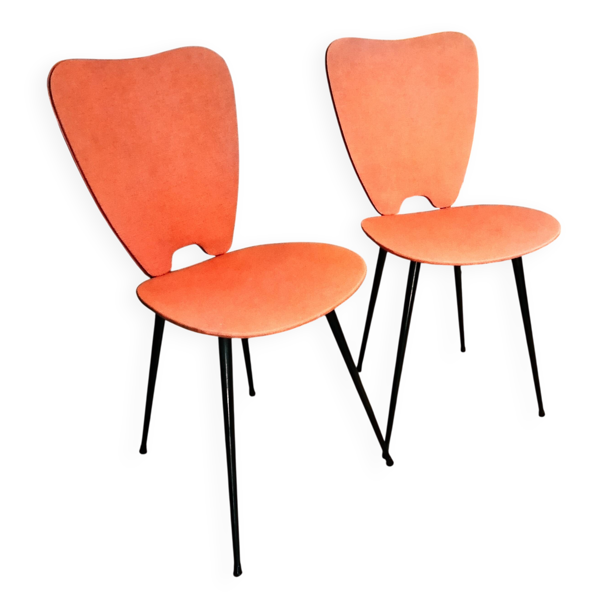 set of 2 red leatherette chairs from the 1960s