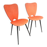 set of 2 red leatherette chairs from the 1960s