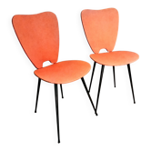 lot de 2 chaises en skai rouge années 1960