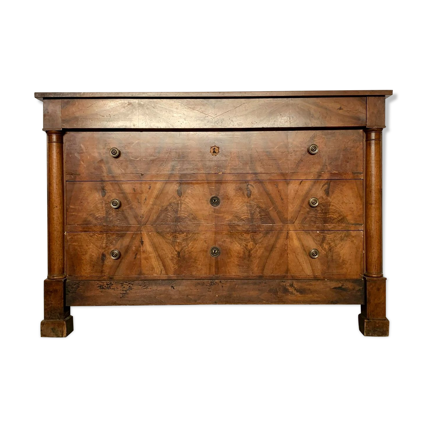 Empire period chest of drawers in mahogany with blond patina circa 1810-1820