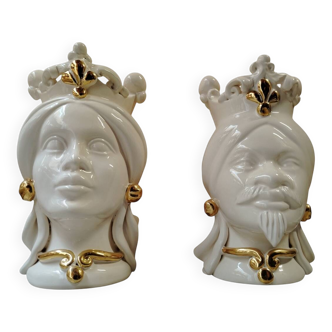 coppia di teste di moro in ceramica