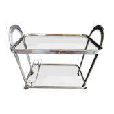 Art deco metal and smoked glass rolling dessert